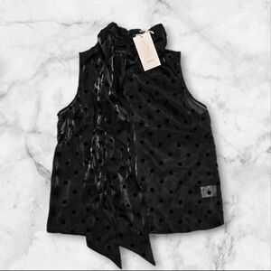 Joie Sheer Black Polka Dot Vest Size Small